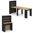 ID MARKET - Table buffet haut extensible ORLANDO 8 personnes bois et noir 235 cm - vignette