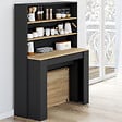ID MARKET - Table buffet haut extensible ORLANDO 8 personnes bois et noir 235 cm - vignette