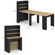 ID MARKET - Table buffet haut extensible ORLANDO 8 personnes bois et noir 235 cm - vignette