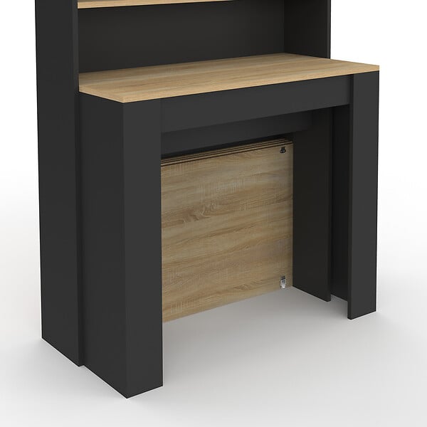 ID MARKET - Table buffet haut extensible ORLANDO 8 personnes bois et noir 235 cm - large