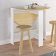 ID MARKET - Table console pliable ronde EDI 2-4 personnes bois blanc plateau façon hêtre 103 x 76 cm - vignette