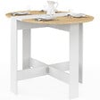 ID MARKET - Table console pliable ronde EDI 2-4 personnes bois blanc plateau façon hêtre 103 x 76 cm - vignette