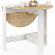 ID MARKET - Table console pliable ronde EDI 2-4 personnes bois blanc plateau façon hêtre 103 x 76 cm - vignette