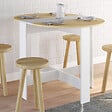 ID MARKET - Table console pliable ronde EDI 2-4 personnes bois blanc plateau façon hêtre 103 x 76 cm - vignette