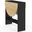 ID MARKET - Table console pliable ronde EDI 2-4 personnes bois noir plateau façon hêtre 103 x 76 cm - vignette
