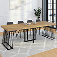 ID MARKET - Table console extensible YUNA 10 personnes 235 cm plateau bois et pied filaire en métal noir - vignette
