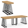 ID MARKET - Table console extensible YUNA 10 personnes 235 cm plateau bois et pied filaire en métal noir - vignette