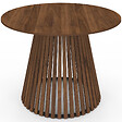 ID MARKET - Table à manger ronde CARMEN 6 personnes pied noyer en lattes et plateau noyer 110 cm - vignette