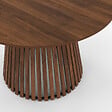 ID MARKET - Table à manger ronde CARMEN 6 personnes pied noyer en lattes et plateau noyer 110 cm - vignette