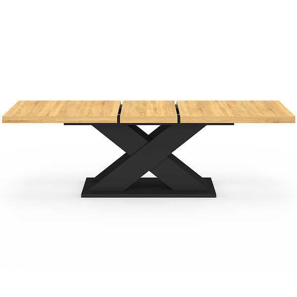 ID MARKET - Table à manger extensible rectangle ALICIA 8-12 personnes bois et noir 200-250 cm - large