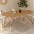 ID MARKET - Table à manger extensible ronde ALIX 4-10 personnes pied araignée bois effet hêtre 110-200 cm - vignette