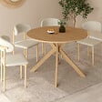 ID MARKET - Table à manger extensible ronde ALIX 4-10 personnes pied araignée bois effet hêtre 110-200 cm - vignette