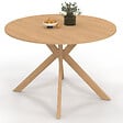 ID MARKET - Table à manger extensible ronde ALIX 4-10 personnes pied araignée bois effet hêtre 110-200 cm - vignette