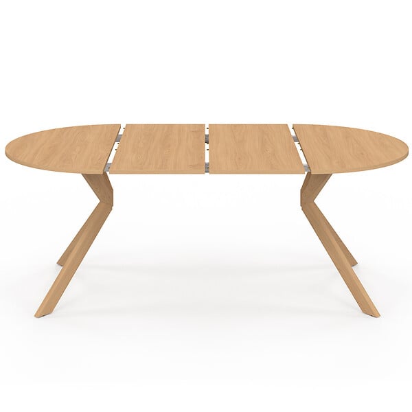 ID MARKET - Table à manger extensible ronde ALIX 4-10 personnes pied araignée bois effet hêtre 110-200 cm - large