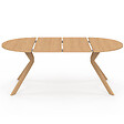 ID MARKET - Table à manger extensible ronde ALIX 4-10 personnes pied araignée bois effet hêtre 110-200 cm - vignette