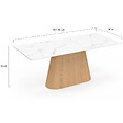 ID MARKET - Table à manger extensible rectangle RHONDA 6-10 personnes plateau marbre blanc ALASKA et bois façon hêtre 160-200 cm - vignette