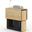 ID MARKET - Ensemble table console pliable EDI 2-4 personnes bois noir et plateau façon hêtre avec 4 tabourets - vignette