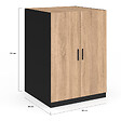 ID MARKET - Meuble pour machine à laver avec portes WALLIS noir et bois façon hêtre - vignette