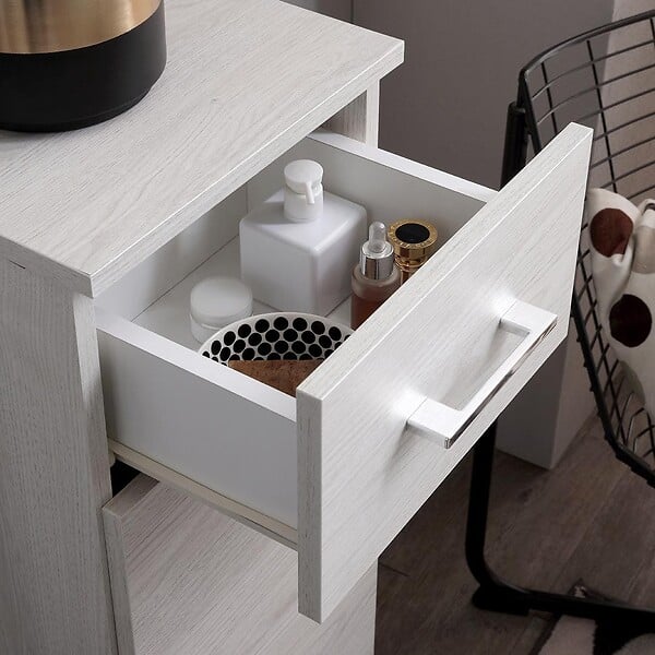 KIAMAMI VALENTINA - Meuble De Salle De Bain 30Cm, Porte+Tiroirs Chêne Blanc | Rimini - large