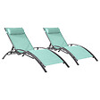HAPPY GARDEN - Lot de 2 transats GALAPAGOS en textilène vert d'eau - aluminium gris anthracite - vignette
