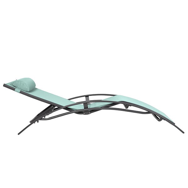 HAPPY GARDEN - Lot de 2 transats GALAPAGOS en textilène vert d'eau - aluminium gris anthracite - large
