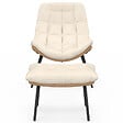 ID MARKET - Lot de 2 fauteuils de jardin relax LOA effet rotin avec coussins écrus et repose-pieds - vignette
