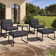 ID MARKET - Lot de 2 fauteuils de jardin MARCO avec repose pieds gris coussin gris anthracite - vignette