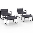 ID MARKET - Lot de 2 fauteuils de jardin MARCO avec repose pieds gris coussin gris anthracite - vignette