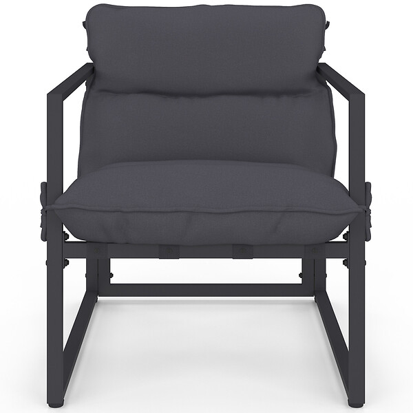 ID MARKET - Lot de 2 fauteuils de jardin MARCO avec repose pieds gris coussin gris anthracite - large