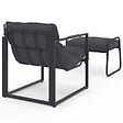 ID MARKET - Lot de 2 fauteuils de jardin MARCO avec repose pieds gris coussin gris anthracite - vignette