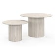 ID MARKET - Lot de 2 tables basses gigognes JULIETTE rondes 50/70 effet lattes travertin - vignette