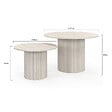 ID MARKET - Lot de 2 tables basses gigognes JULIETTE rondes 50/70 effet lattes travertin - vignette