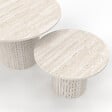 ID MARKET - Lot de 2 tables basses gigognes JULIETTE rondes 50/70 effet lattes travertin - vignette