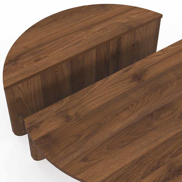 ID MARKET - Lot de 2 tables basses rondes GUILIA 90 cm asymétriques effet noyer - large