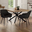 ID MARKET - Lot de 2 chaises de salle à manger, fauteuils de table JANY en velours côtelé noir - vignette
