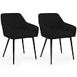 ID MARKET - Lot de 2 chaises de salle à manger, fauteuils de table JANY en velours côtelé noir - vignette