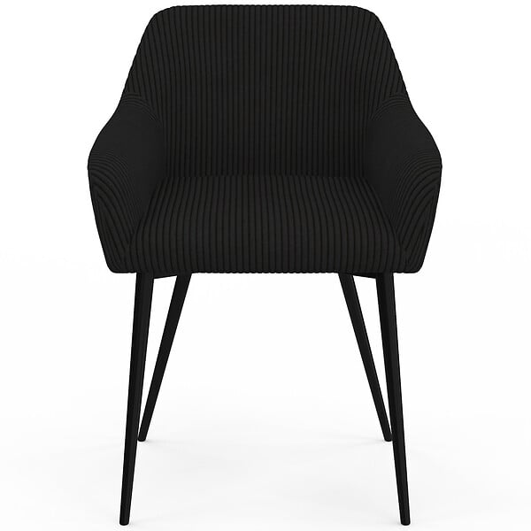 ID MARKET - Lot de 2 chaises de salle à manger, fauteuils de table JANY en velours côtelé noir - large