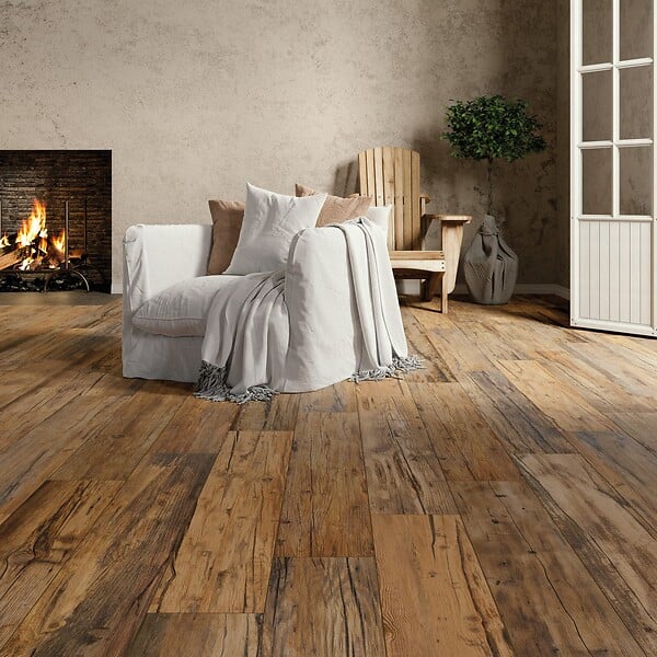 RO'MA NATURE - Carrelage Vintage effet Parquet Bois Rustique 121x19,5x0,9 cm In&Out Lignero - Sol et mur intérieur et Sol extérieur (vendu par carton de 0,94 m²) - large