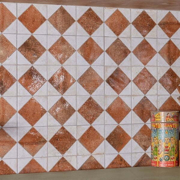 RO'MA NATURE - Carrelage Vintage Terracotta Damier 33x33x0,95 cm Solmira - Sol et mur intérieur (vendu par carton de 1,09 m²) - large