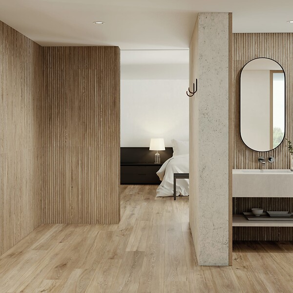 RO'MA NATURE - Carrelage effet Parquet Bois Chêne Brut 121x19,5x0,9 cm In&Out Valdoro - Sol et mur intérieur et Sol extérieur (vendu par carton de 0,94 m²) - large