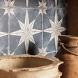 RO'MA NATURE - Carrelage Vintage effet Carreau ciment Etoile Blanche et Fond Bleu 45x45x0,95 cm Sparta - Sol et mur intérieur (vendu par carton de 1 m²) - vignette