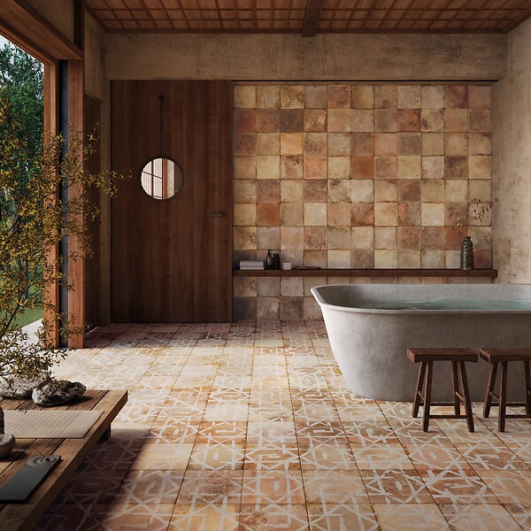 RO'MA NATURE - Carrelage Vintage effet Terre cuite Nature Lines 45x45x0,95 cm Terravia - Sol et mur intérieur (vendu par carton de 1 m²) - large