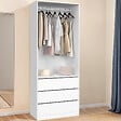 ID MARKET - Dressing TAYLOR 80 x 55 x 200 cm 1 module avec penderie + 3 tiroirs blanc - vignette