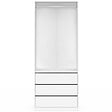 ID MARKET - Dressing TAYLOR 80 x 55 x 200 cm 1 module avec penderie + 3 tiroirs blanc - vignette