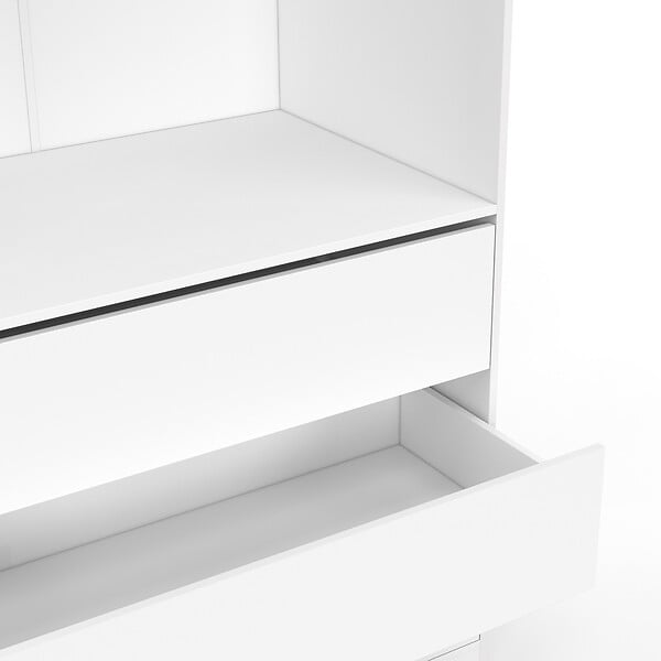 ID MARKET - Dressing TAYLOR 80 x 55 x 200 cm 1 module avec penderie + 3 tiroirs blanc - large