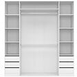 ID MARKET - Dressing double TAYLOR 185 x 55 x 200 cm avec étagères + double penderie + tiroirs blanc - vignette