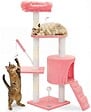 VOUNOT - Arbre a chat 112cm multi niveaux Griffoir et niche Rose - vignette