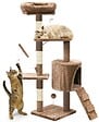 VOUNOT - Arbre a chat 112cm multi niveaux Griffoir et niche Marron - vignette