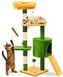 VOUNOT - Arbre a chat 112cm multi niveaux Griffoir et niche Vert Orange - vignette