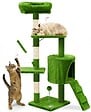 VOUNOT - Arbre a chat 112cm multi niveaux Griffoir et niche Vert - vignette